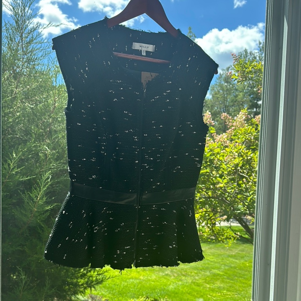 Milly Black Tweed Sleeveless Top